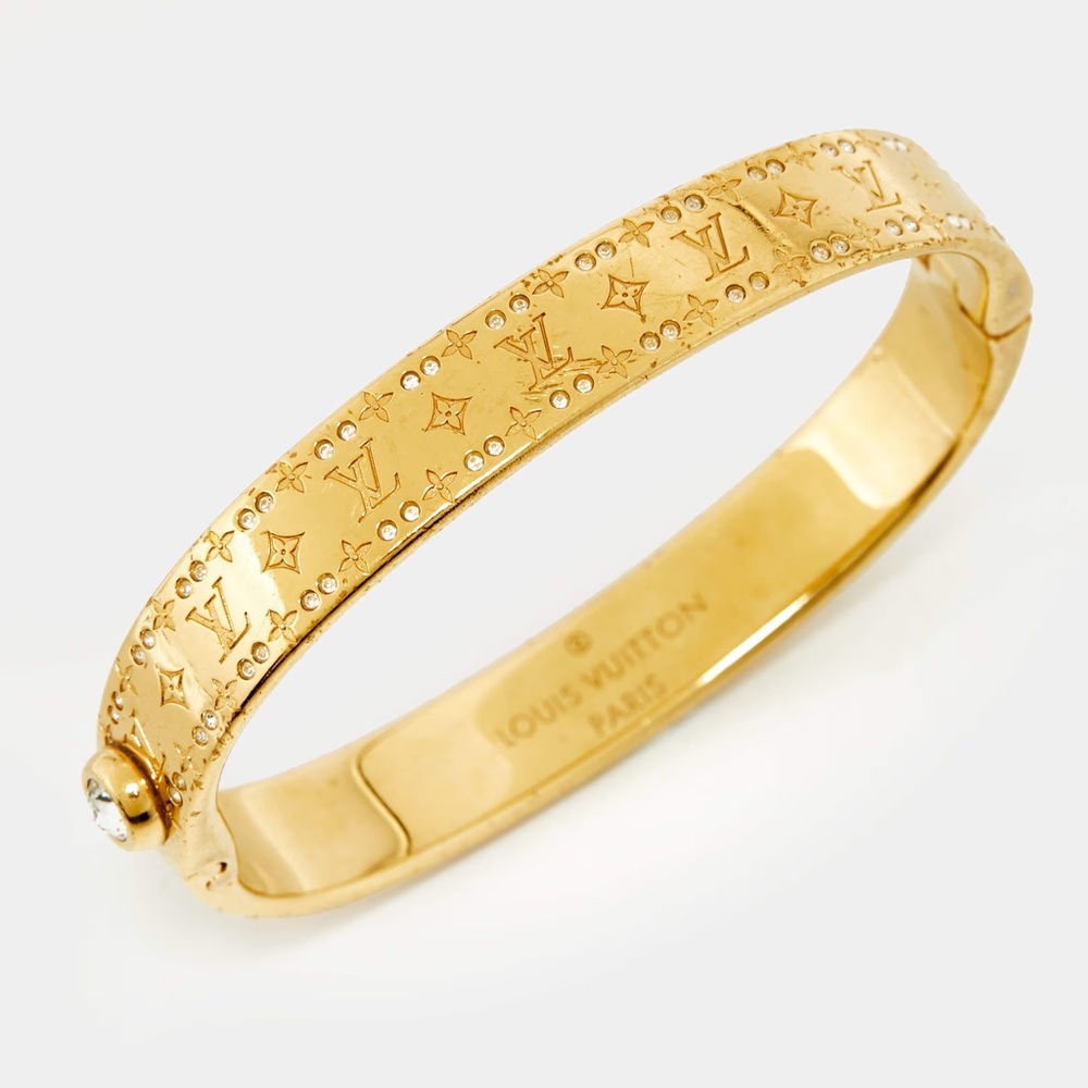Louis Vuitton Nanogram Strass Bracelet Gold Crystal Bangle Certified Authentic 💎 - Picture 11 of 11